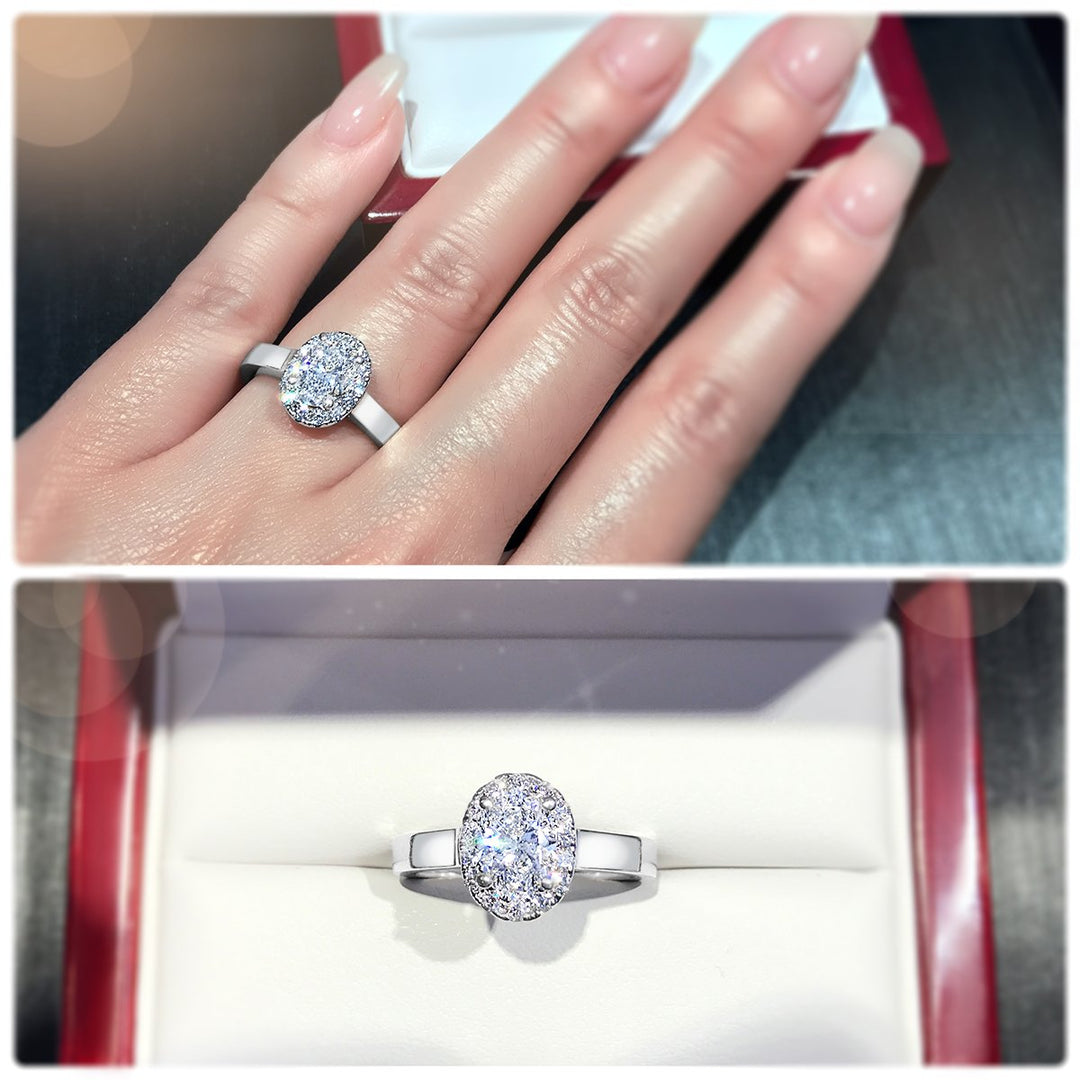 Oval Brilliant Cut diamond engagement ring with polished band - W0049