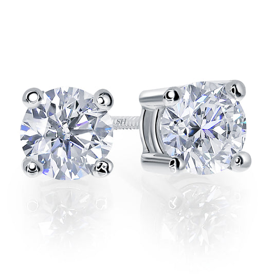 4-Claw Classic Solitaire Diamond Stud Earrings - W0643