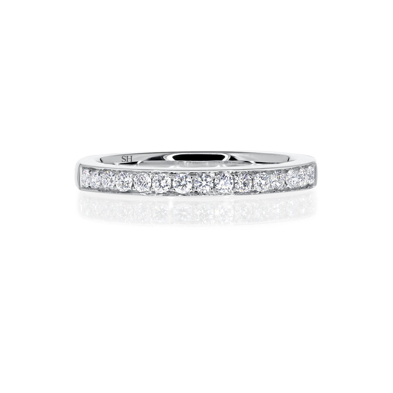 Grain set women's diamond wedding band (2.4mm) - W0264