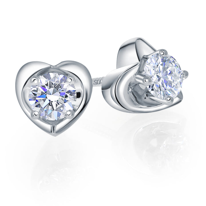 Floating Heart Shaped Diamond Studs - W0652