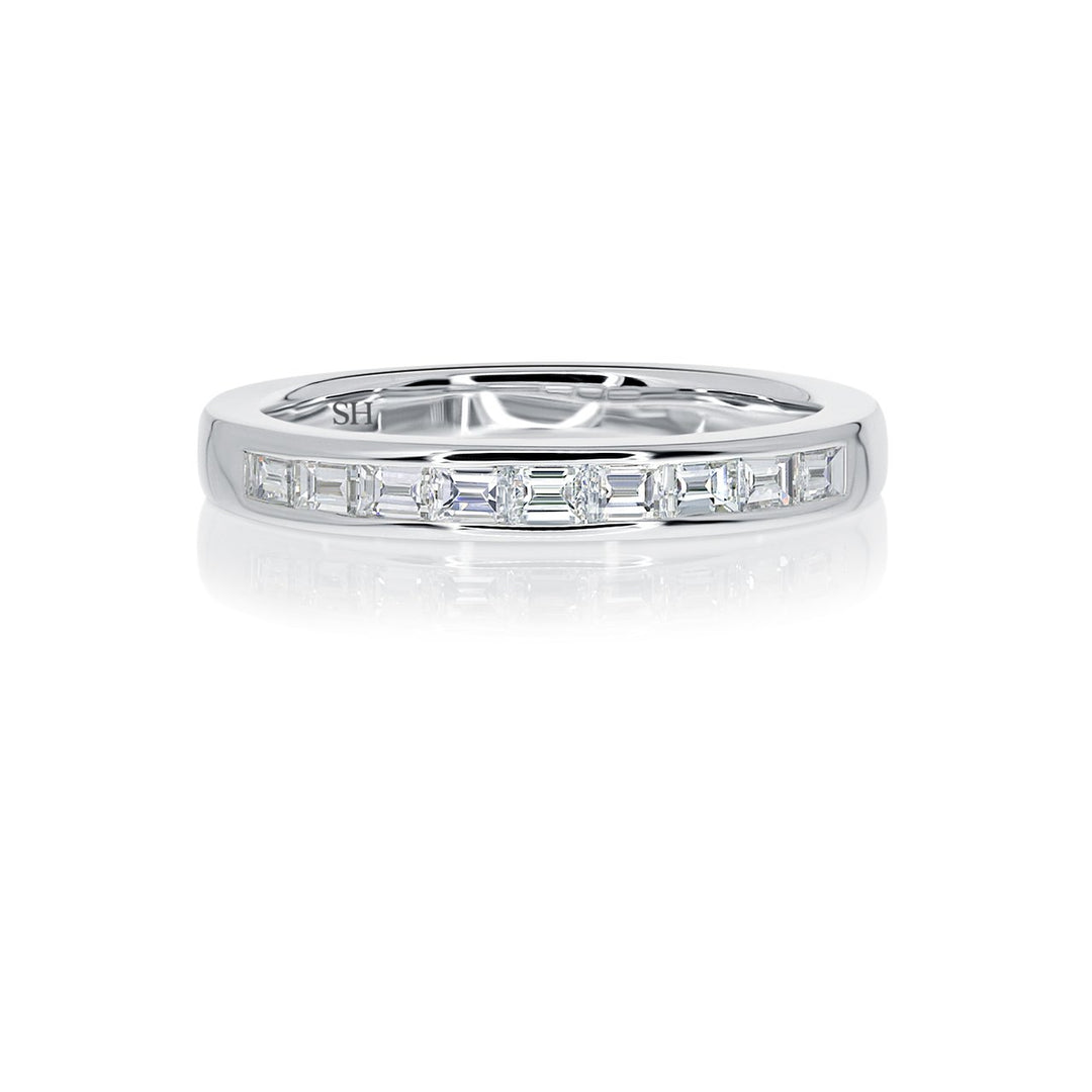 Channel set baguette cut diamond wedding band (3mm) - W0272