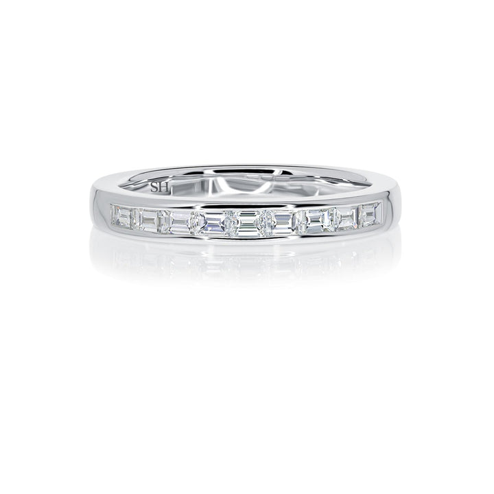 Channel set baguette cut diamond wedding band (3mm) - W0272