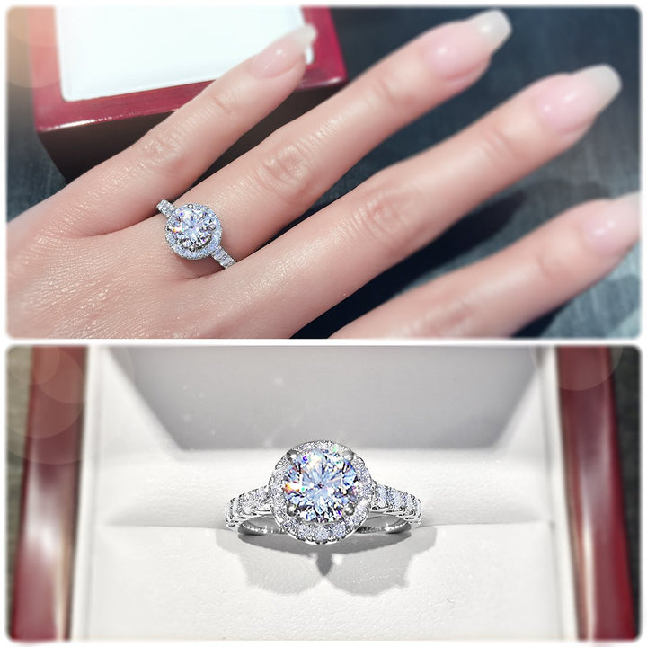 Halo style engagement ring with pavé set band - W0044