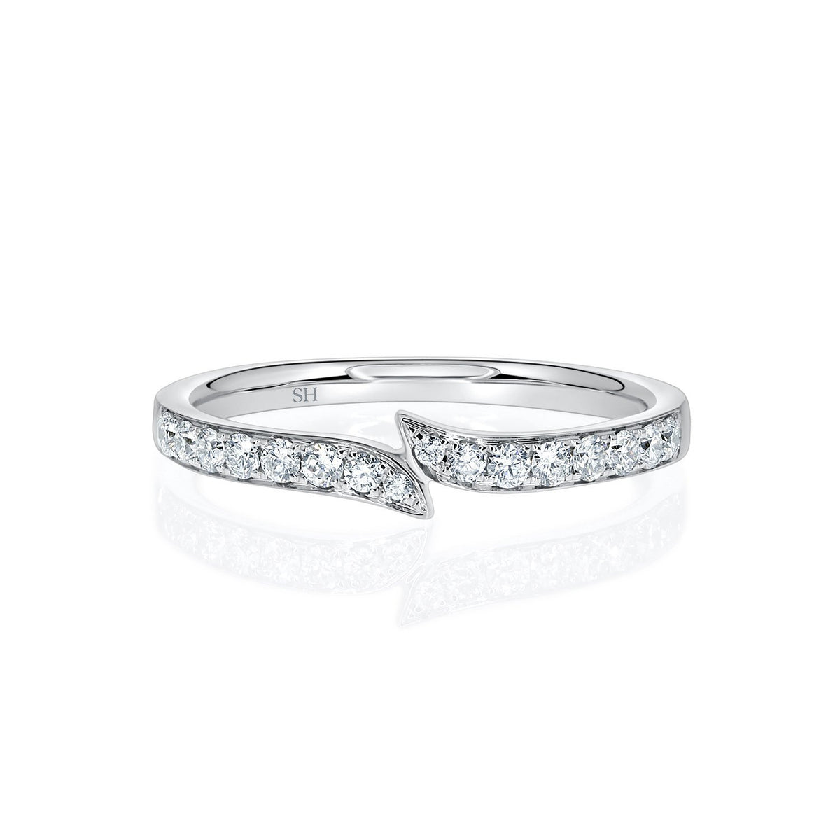 Grain-Set Colliding Cusp Thin Width Women’s Wedding Band (2.1mm) - W0496