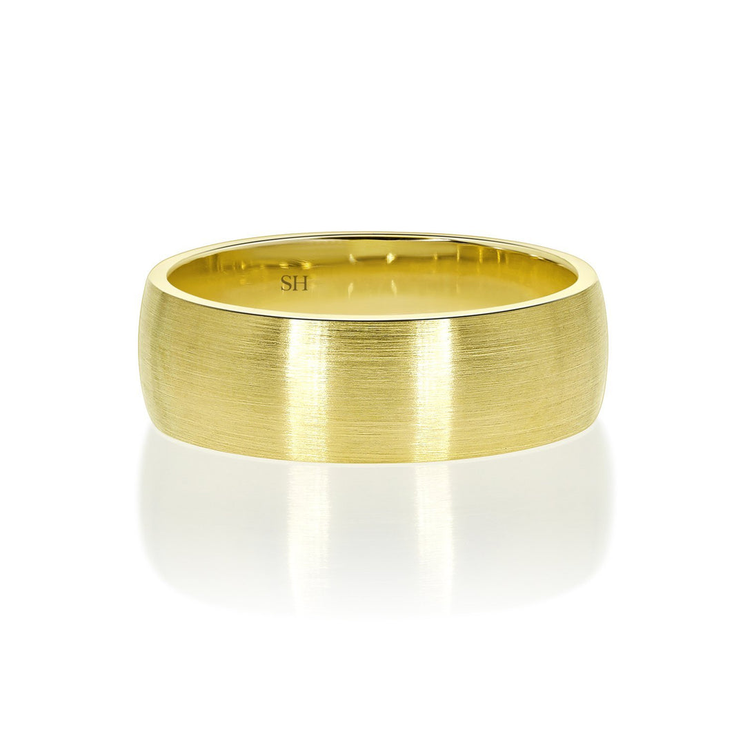 Men's Yellow Gold Satin Finish Half Round Wedding Band (7mm) - W0504