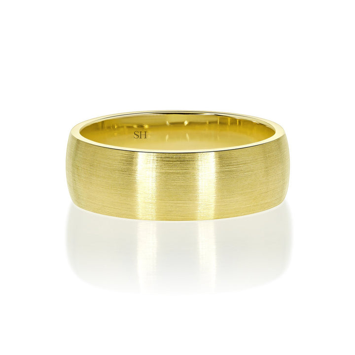 Men's Yellow Gold Satin Finish Half Round Wedding Band (7mm) - W0504