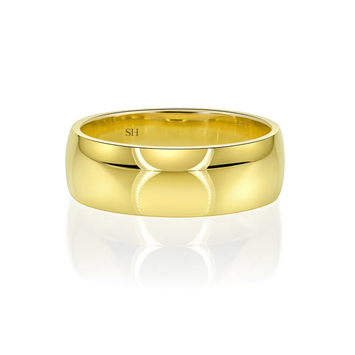 Men's Classic Wide Yellow Gold Half Round Wedding Ring (7mm) - W0505