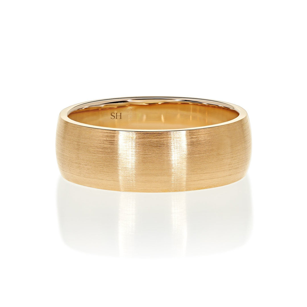 Men's Rose Gold Satin Finish Half Round Wedding Band (7mm) - W0510