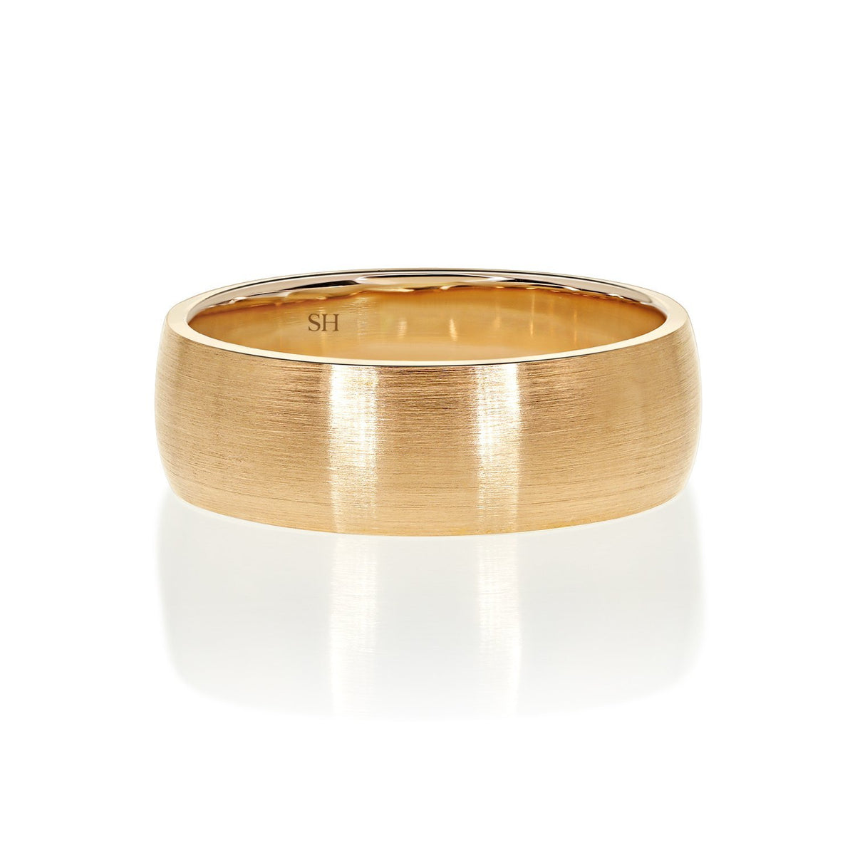 Men's Rose Gold Satin Finish Half Round Wedding Band (7mm) - W0510