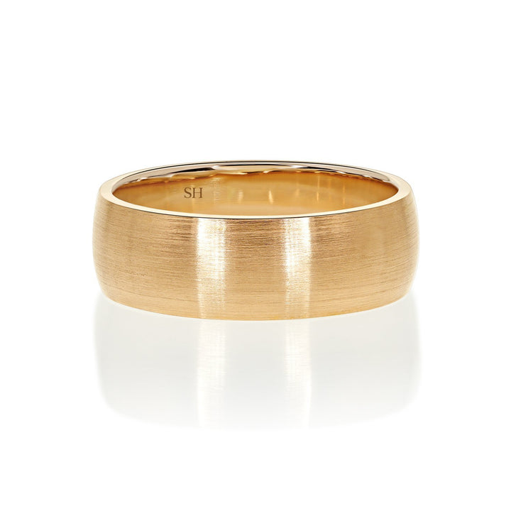 Men's Rose Gold Satin Finish Half Round Wedding Band (7mm) - W0510
