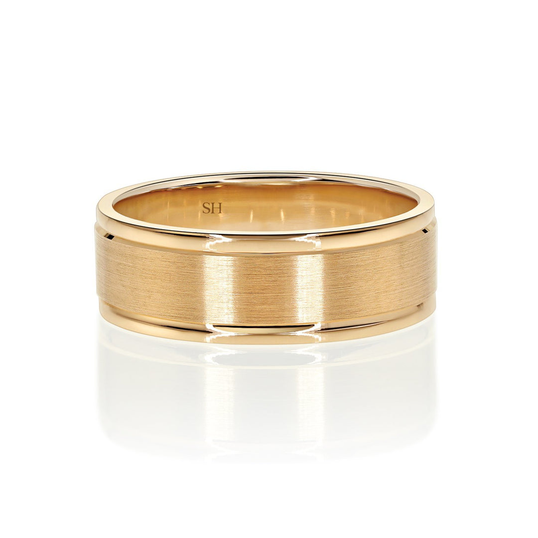 Men’s Rose Gold Wedding Band With Central Satin Finish (7mm) - W0512