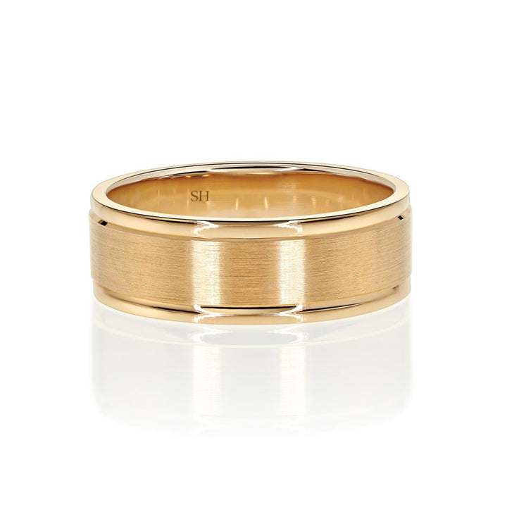 Men’s Rose Gold Wedding Band With Central Satin Finish (7mm) - W0512