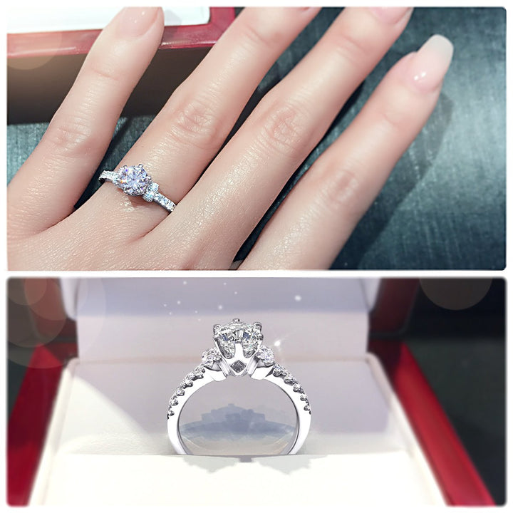 Timeless and elegant engagement ring with twin-stone shoulders - W0258