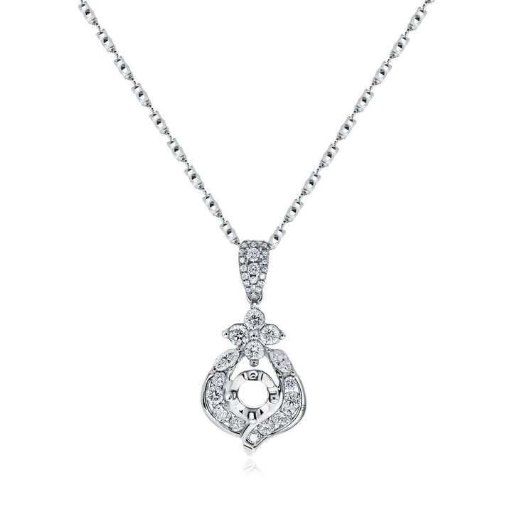 Petal pendant with diamond encrusted bail - W0568