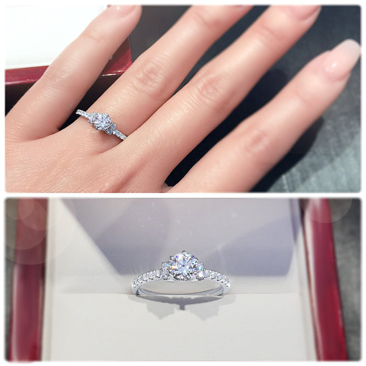 Timeless and elegant engagement ring with twin-stone shoulders - W0258