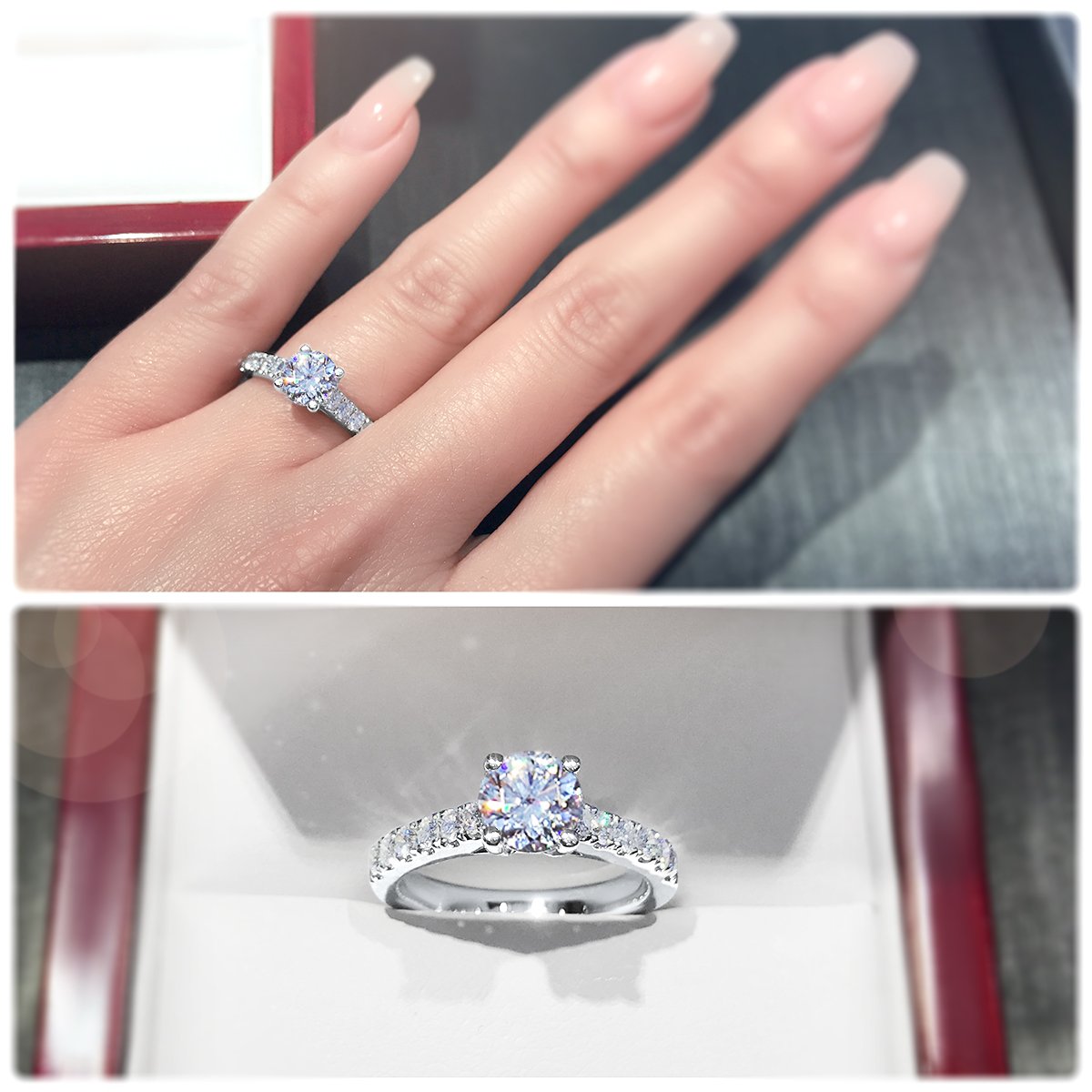 Classic 4-Claw engagement ring with pavé set band - W0015