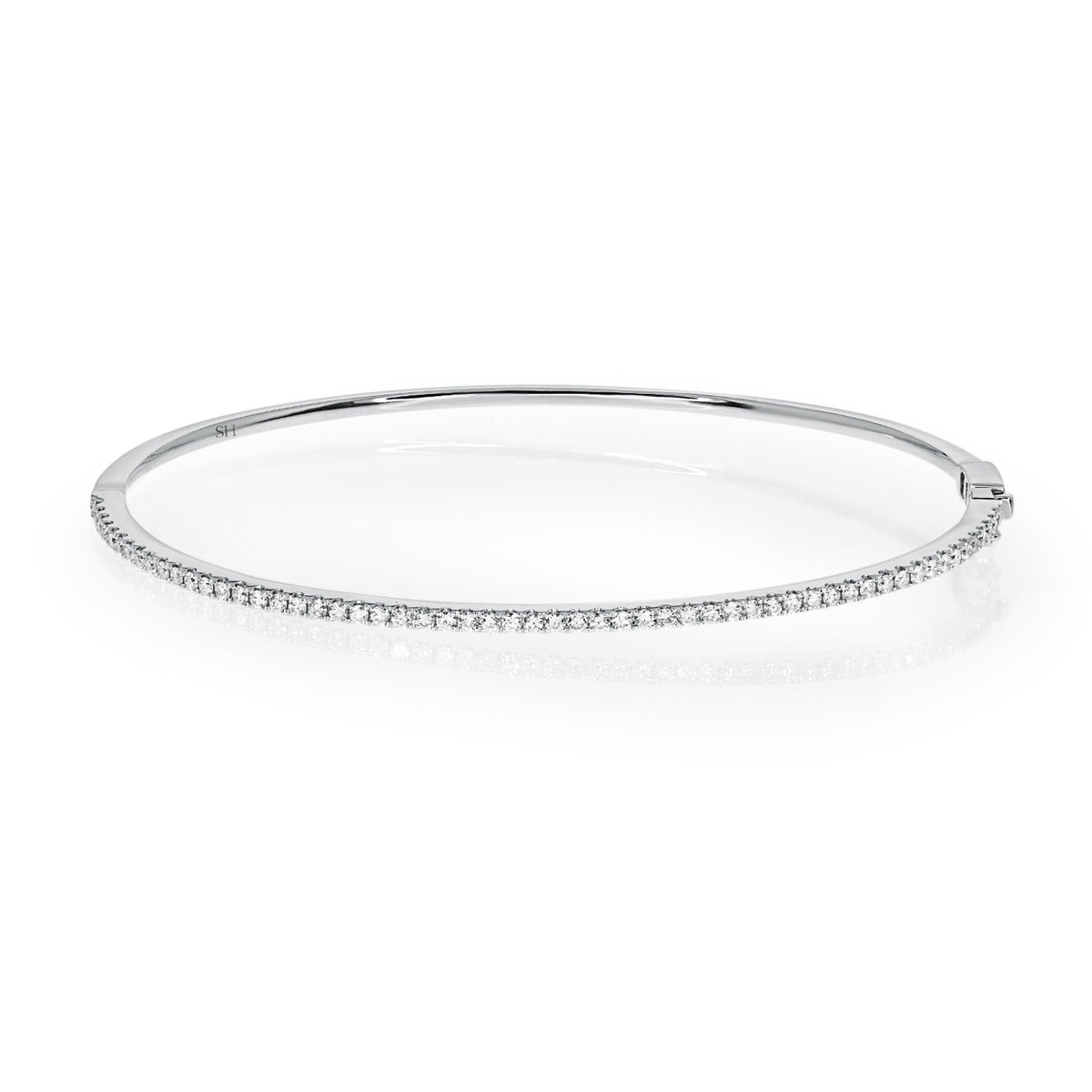 18kt white gold Pave set diamond tennis bangle (1.6mm) - W0747