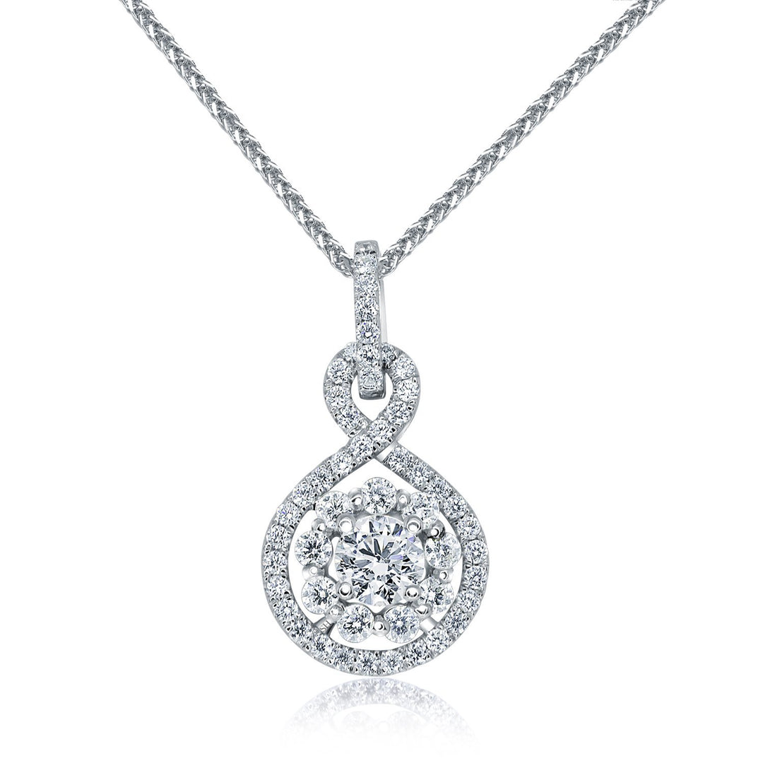Infinite loop diamond halo pendant - W0462