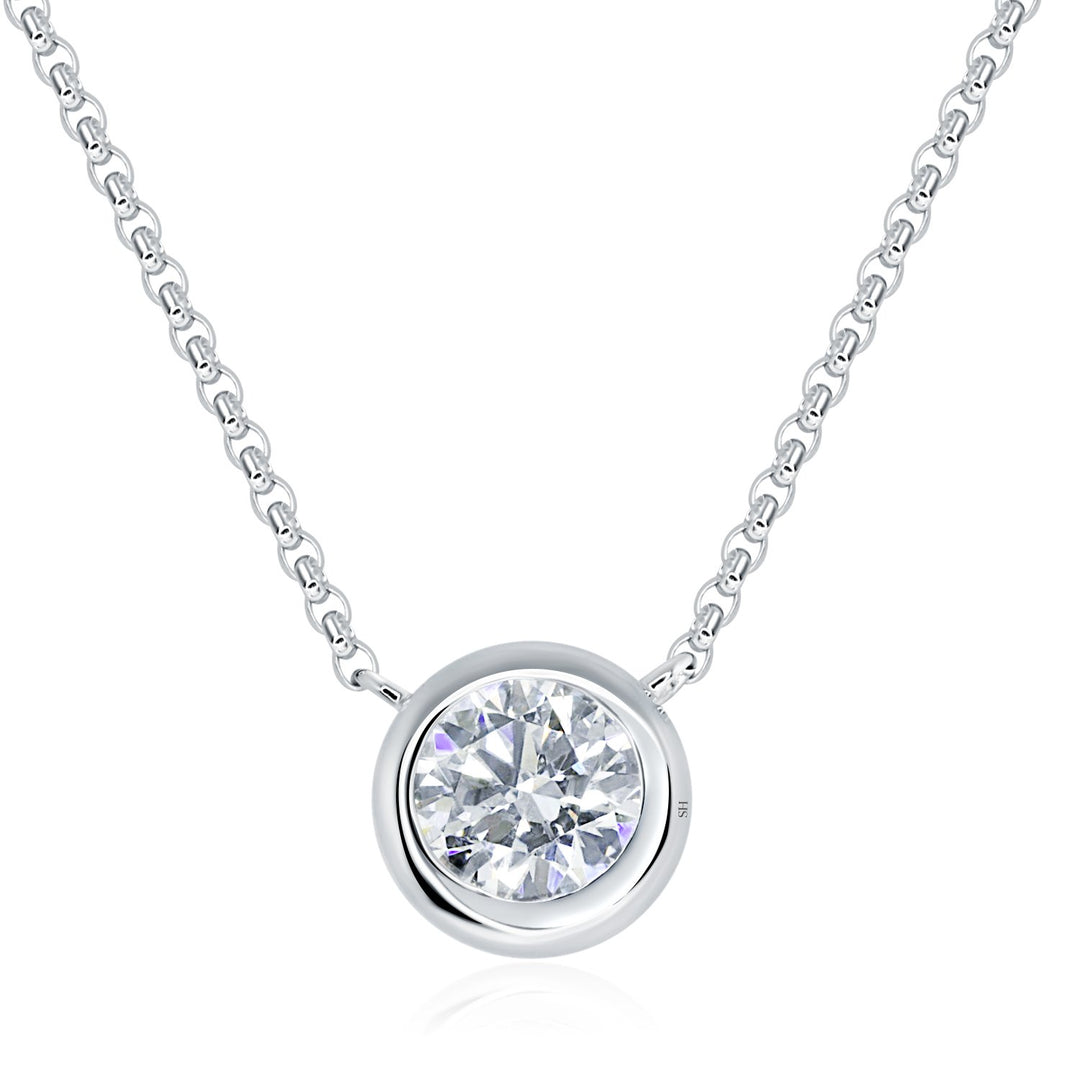 Bezel solitaire diamond pendant - W0556