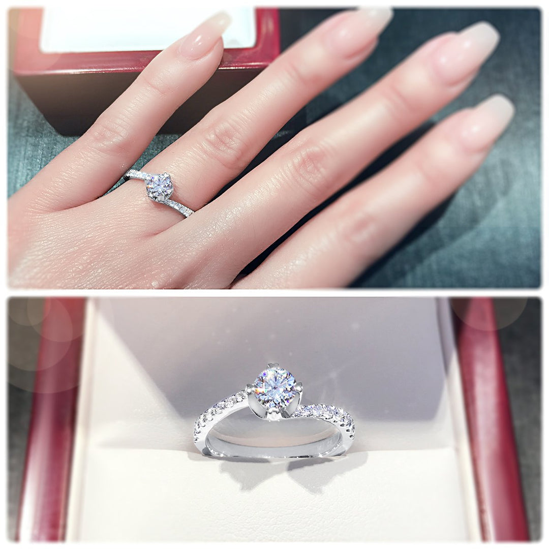 Four claw twist with sweeping shoulder diamonds - W0332