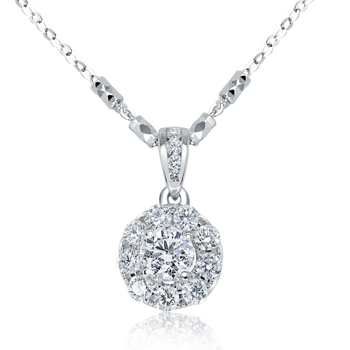 Classic single halo diamond pendant - W0463