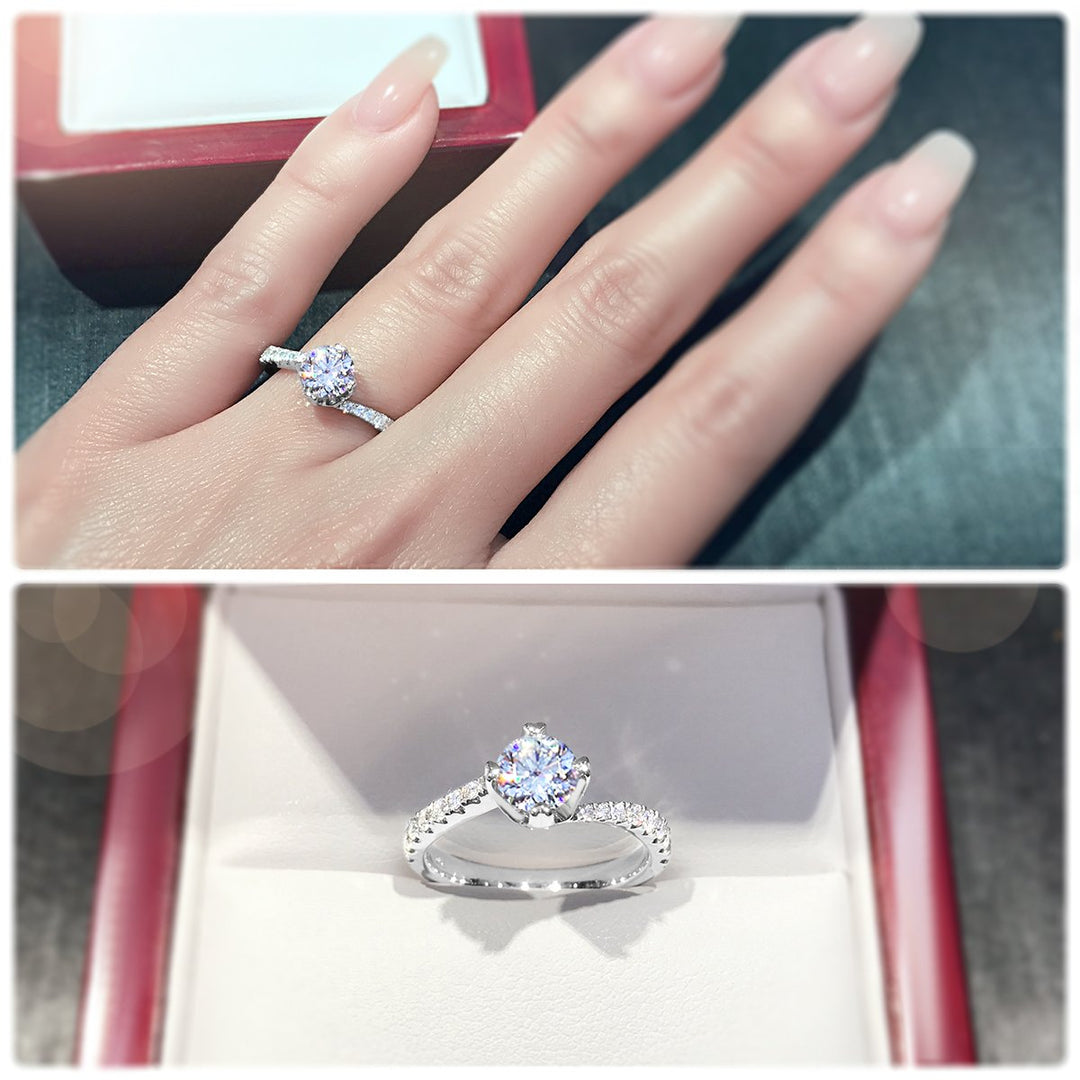 Four claw twist with sweeping shoulder diamonds - W0332