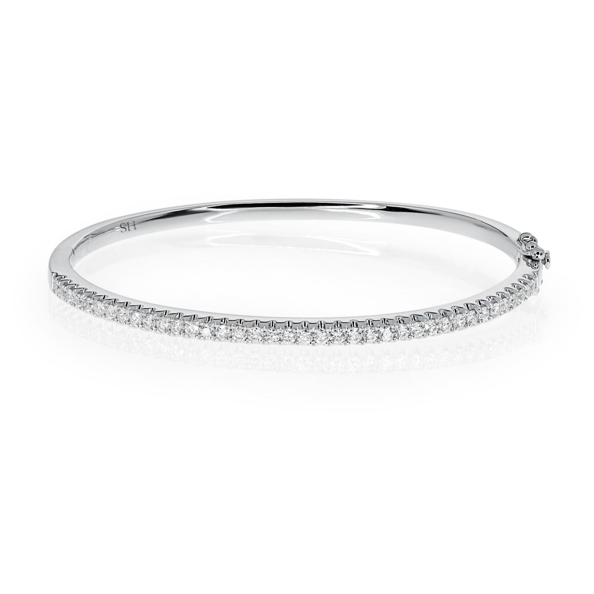18kt white gold Pave set diamond tennis bangle (2.7mm) - W0750