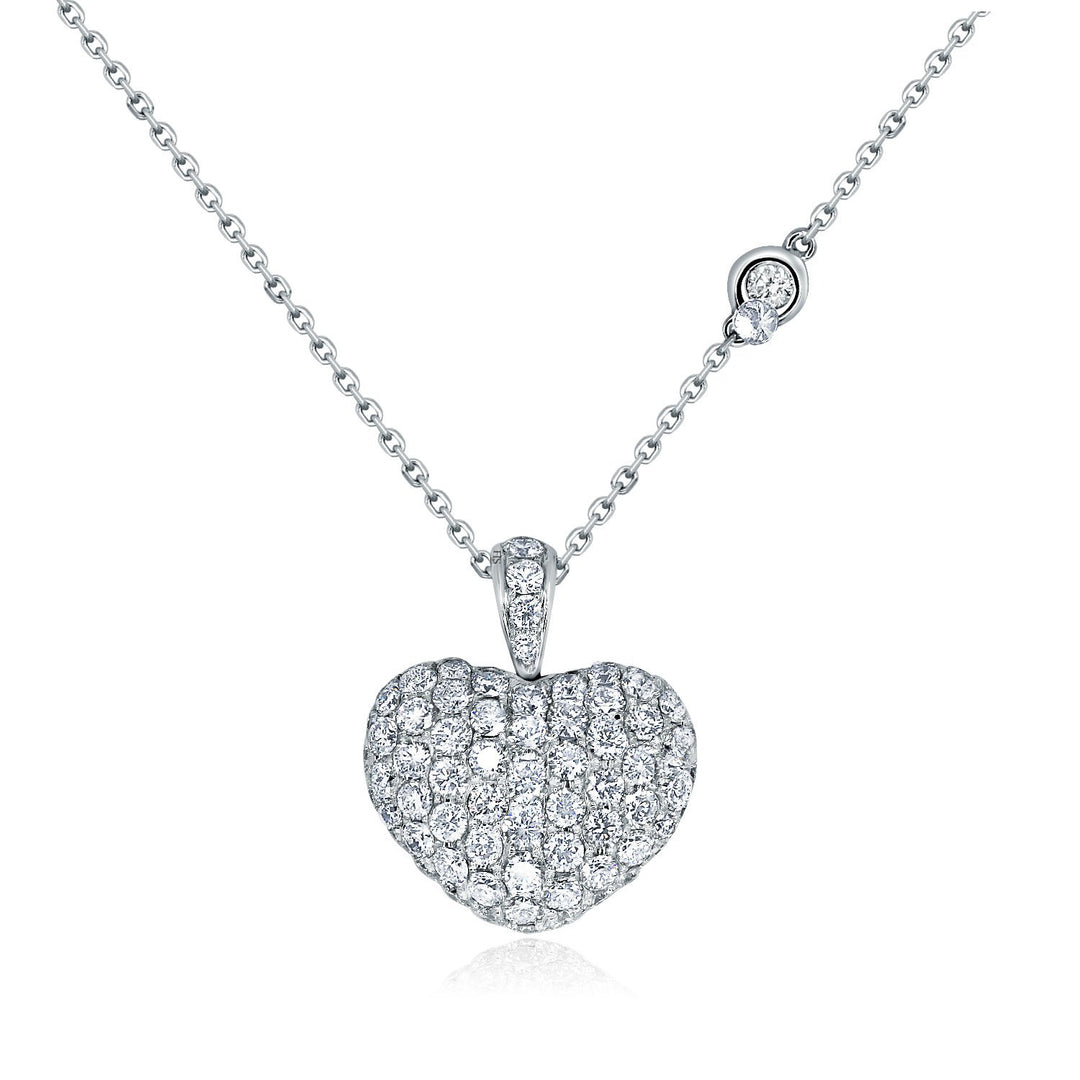 Encrusted heart-shape pendant with diamond-set tapered bail - W0573