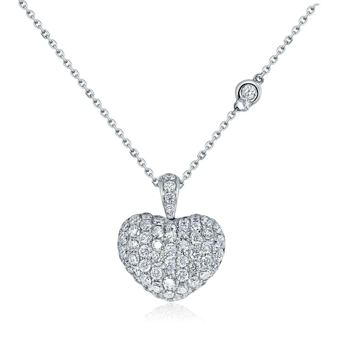 Encrusted heart-shape pendant with diamond-set tapered bail - W0573