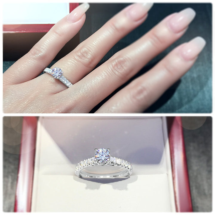 Classic 4-Claw engagement ring with pavé set diamond band - W0024