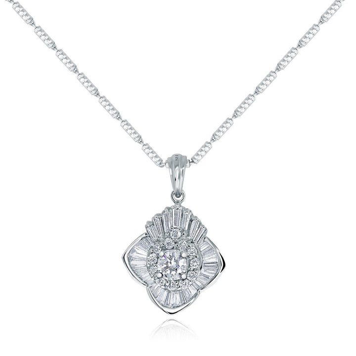 Baguette diamond horizon halo pendant - W0728
