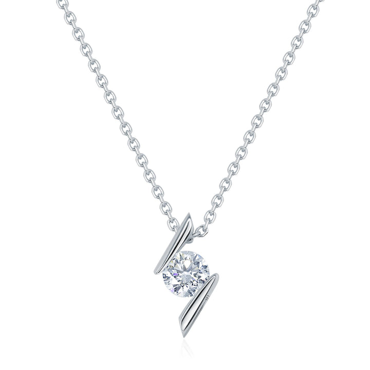 Diagonal floating diamond pendant - W0558