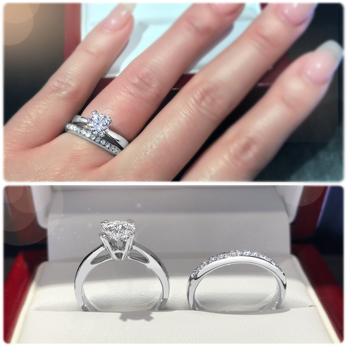 4-Claw solitaire engagement ring with heart shaped prong tips - W0001