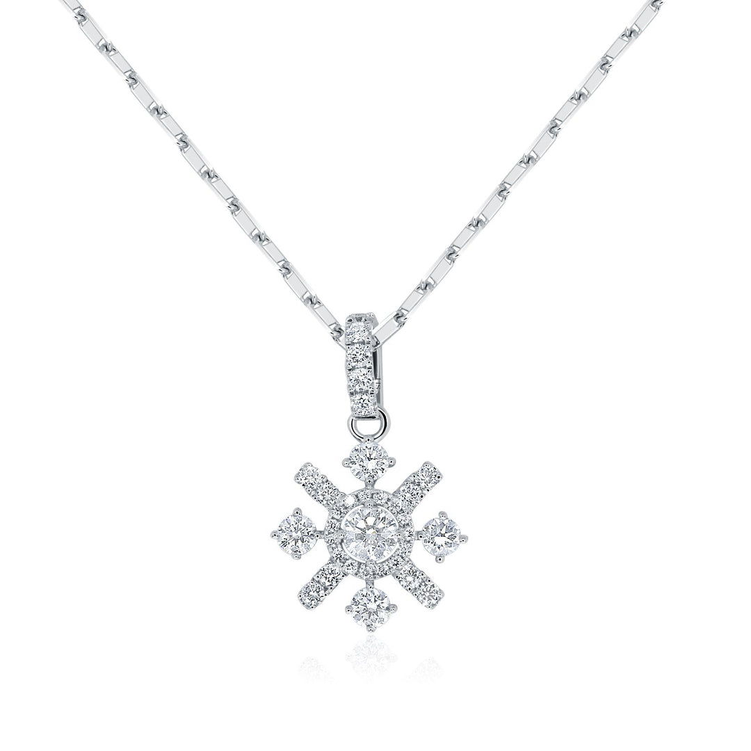 Snowflake diamond pendant with pave bale - W0559