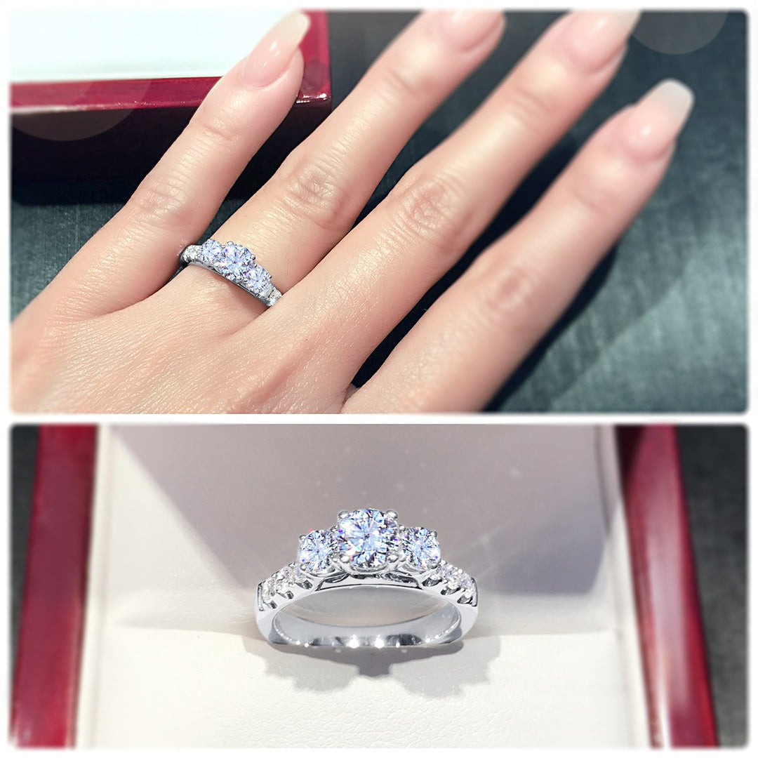 Round trilogy ring with claw set band - W0035
