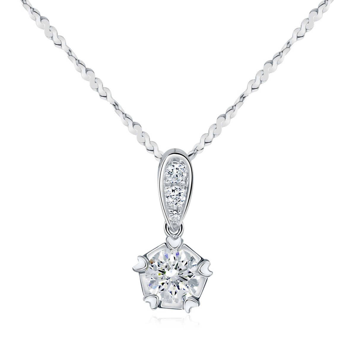 Pentagon solitaire pendant - W0563