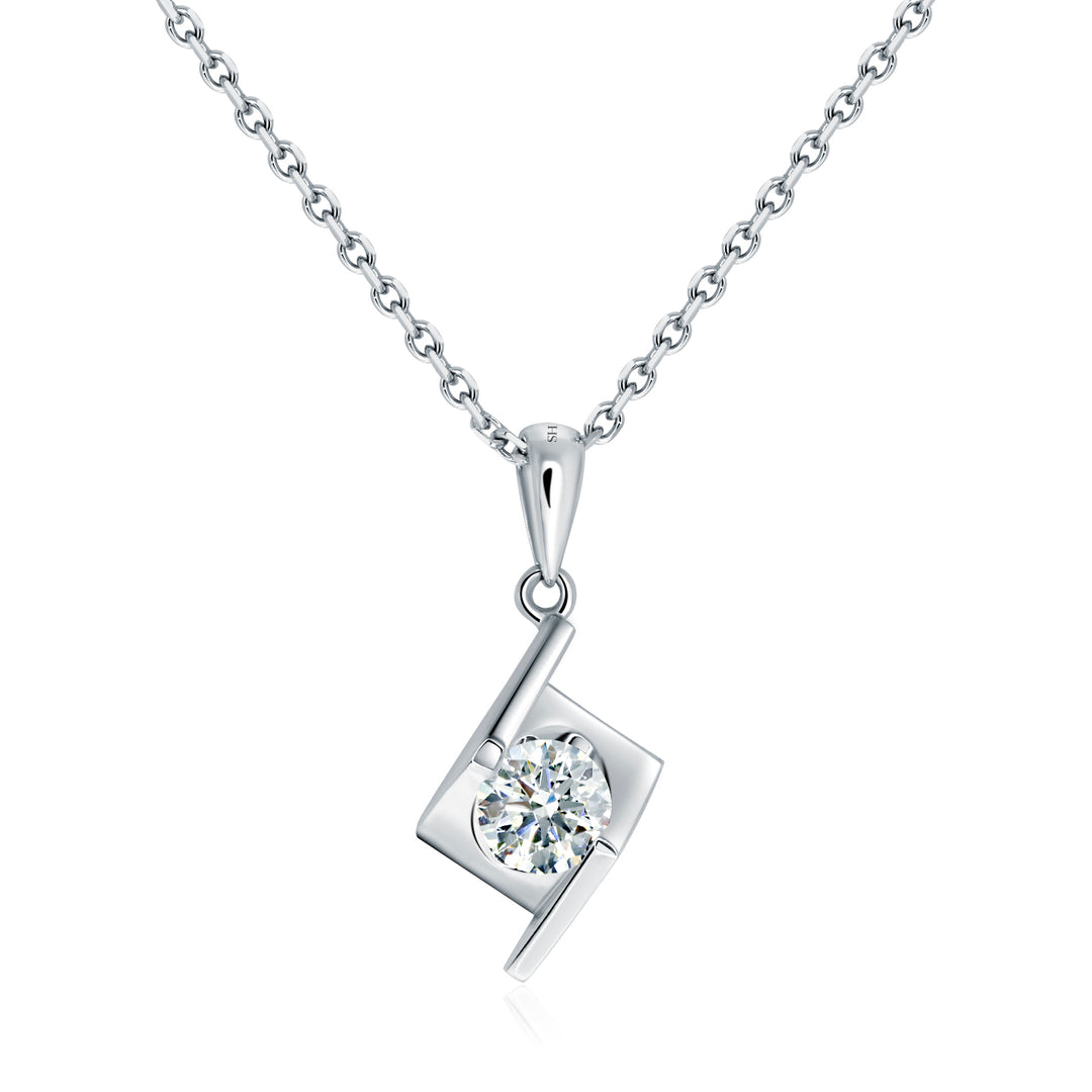 Diagonal Trove Pendant with Polished Bail - W0564