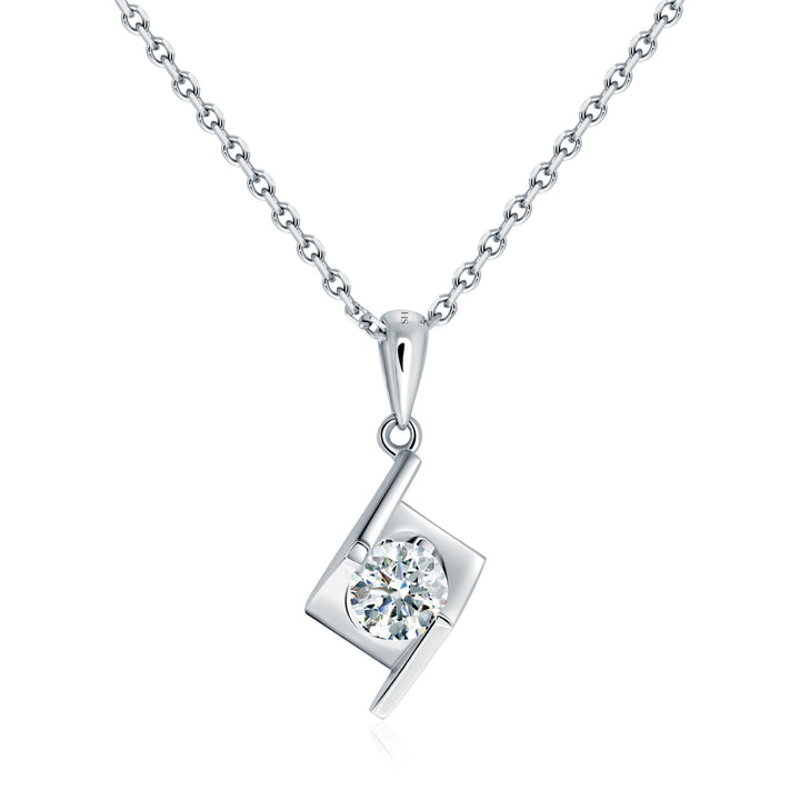 Diagonal Trove Pendant with Polished Bail - W0564