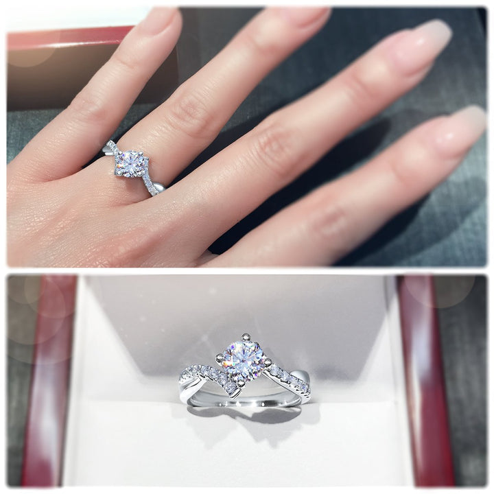 Modern 4-Claw engagement ring with offset band - W0017