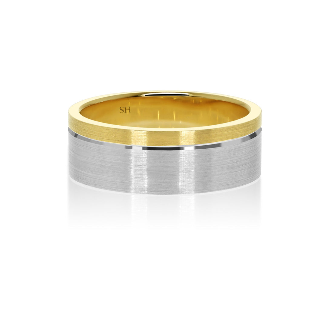 Square profile two tone band with offset line (7mm) - W0451