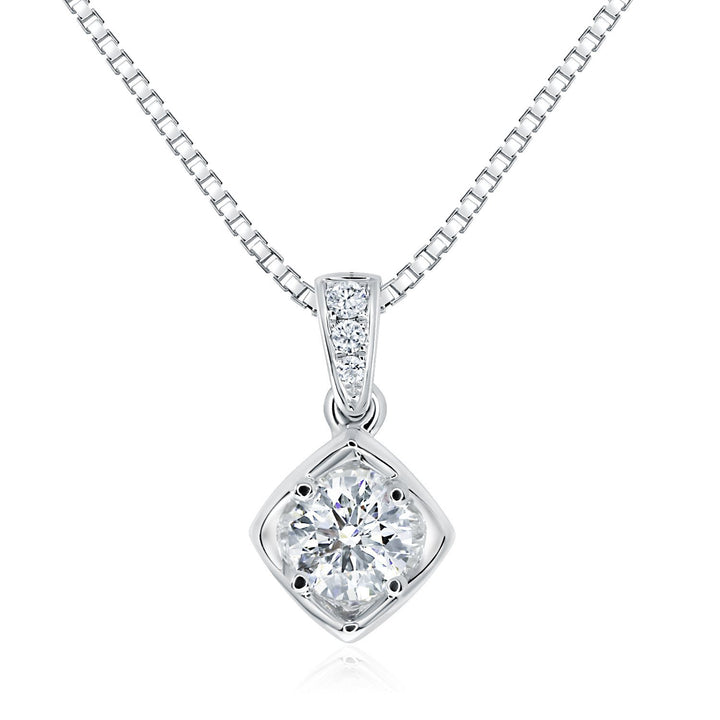 4-Claw Solitaire Pendant with Square Backdrop - W0565