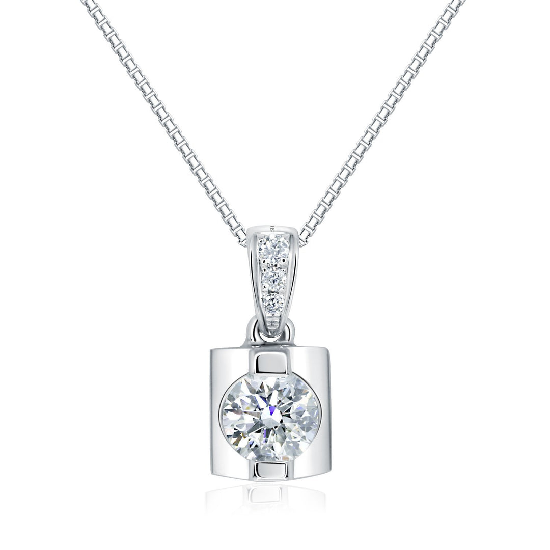 Geometric 2-claw solitaire diamond pendant - W0566