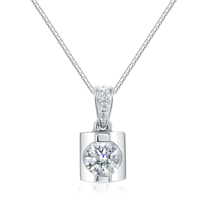 Geometric 2-claw solitaire diamond pendant - W0566
