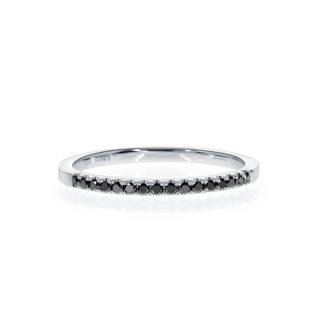 Women's Pavé-Set Thin Black Diamond Wedding Band (1.7mm) - W0548