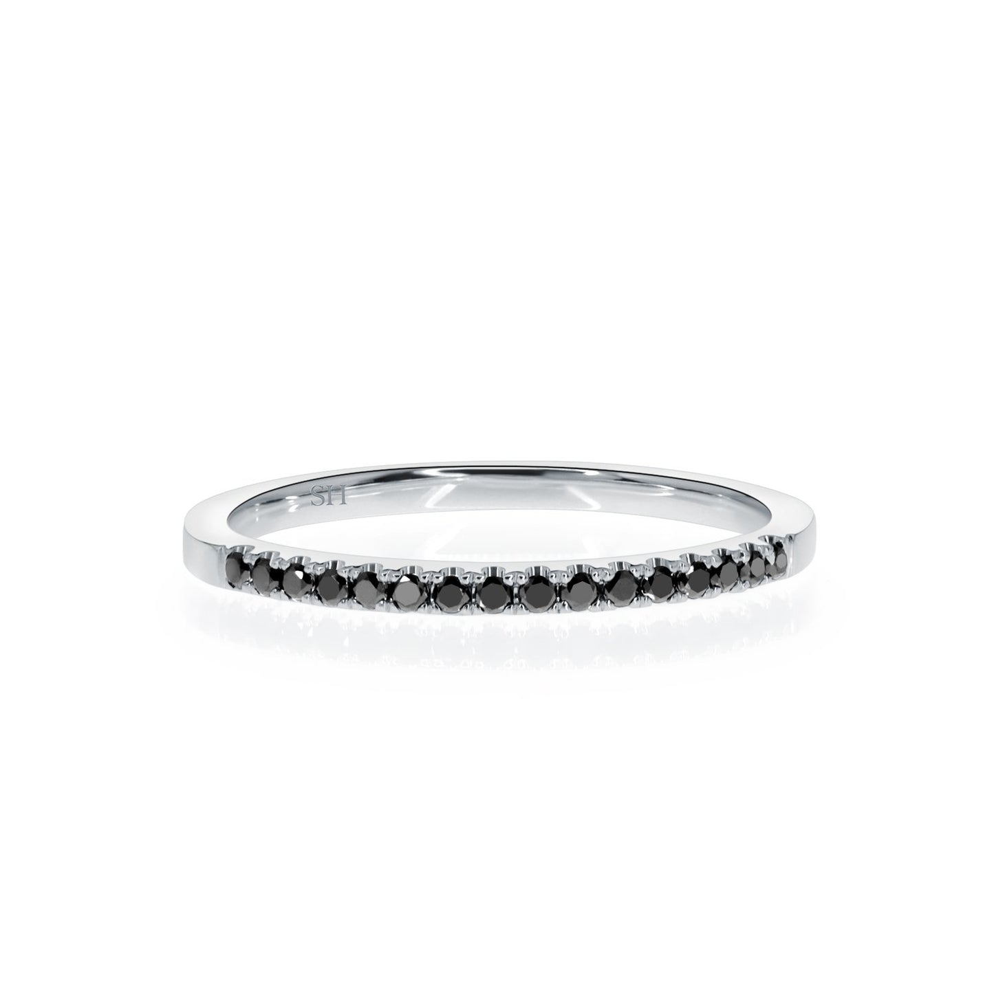 Women's Pavé-Set Thin Black Diamond Wedding Band (1.7mm) - W0548