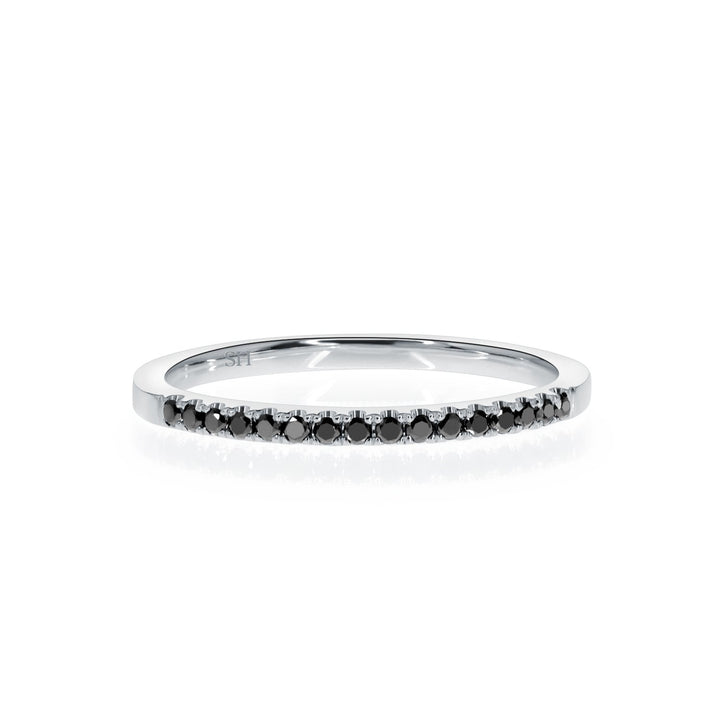 Women's Pavé-Set Thin Black Diamond Wedding Band (1.7mm) - W0548