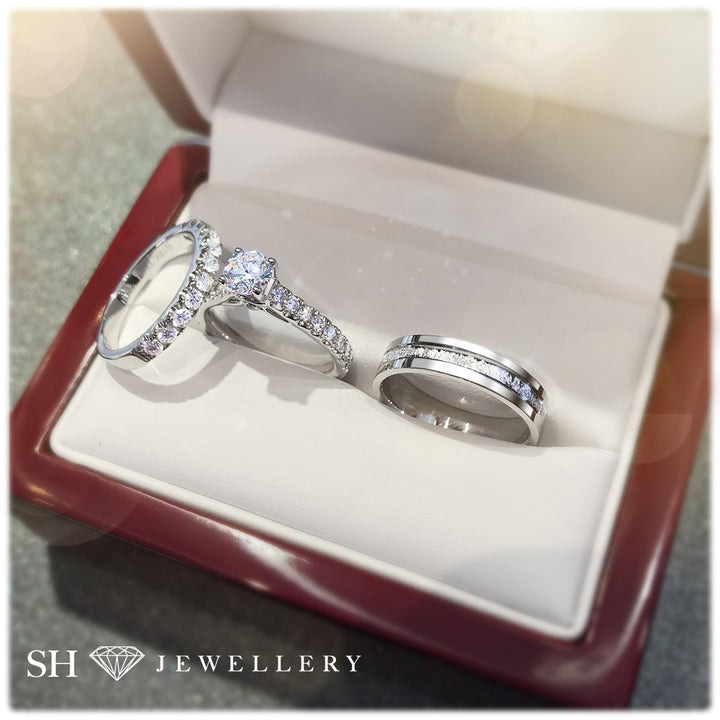 Classic 4-Claw engagement ring with pavé set diamond band - W0024