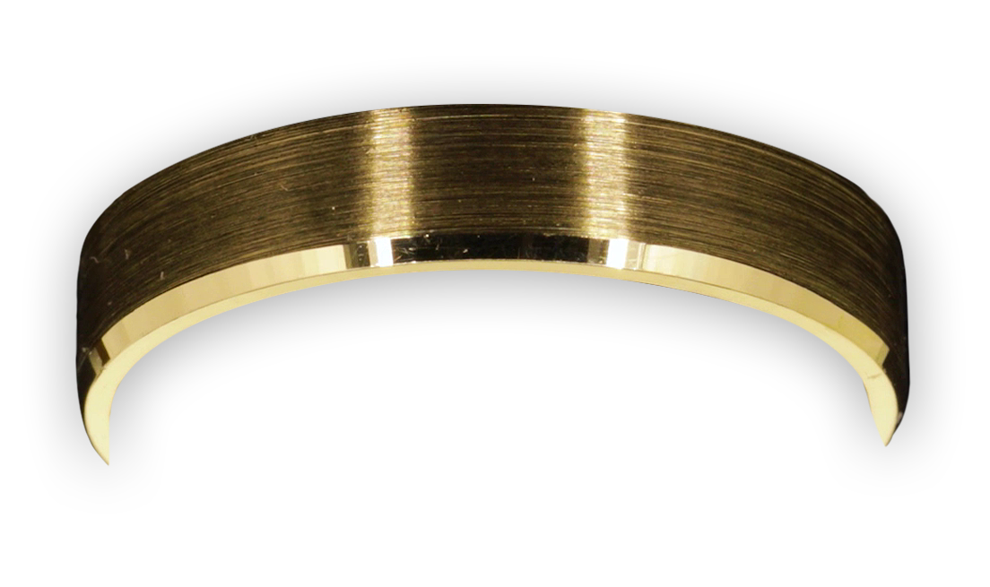 Men's yellow gold satin finish wedding band with bevelled edges (5mm) - W0139