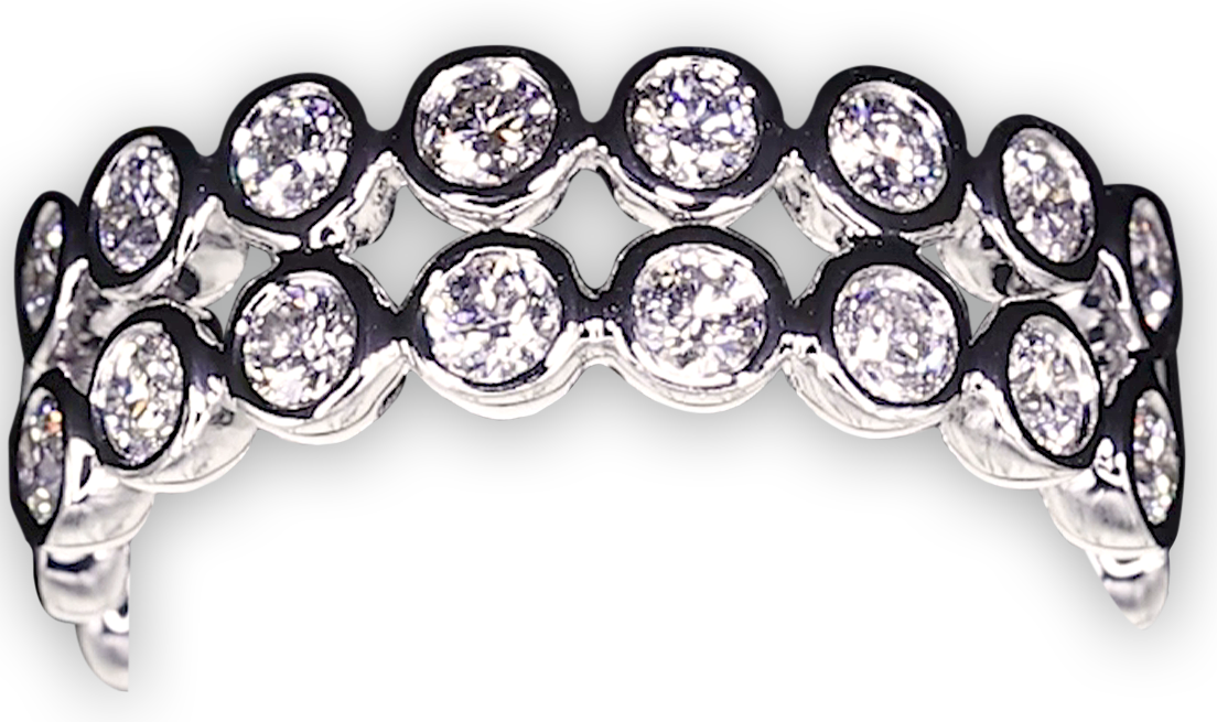 2-Row Bezel-Set Women's Wedding Band - W0818