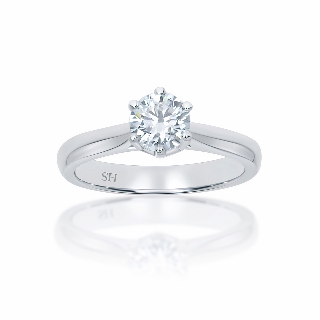 Modern 4-Claw solitaire engagement ring - W0006